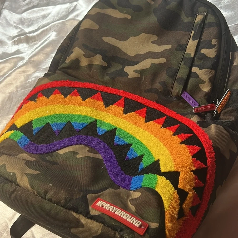 Sprayground Chenille Rainbow Shark Backpack - Picture 15 of 17